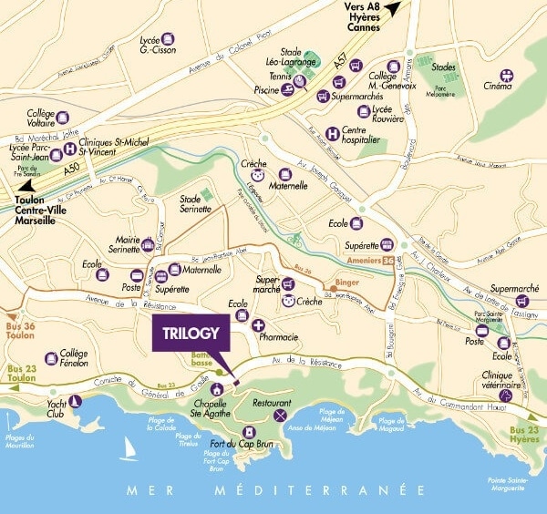 Trilogy Toulon programme immobilier neuf plan de situation