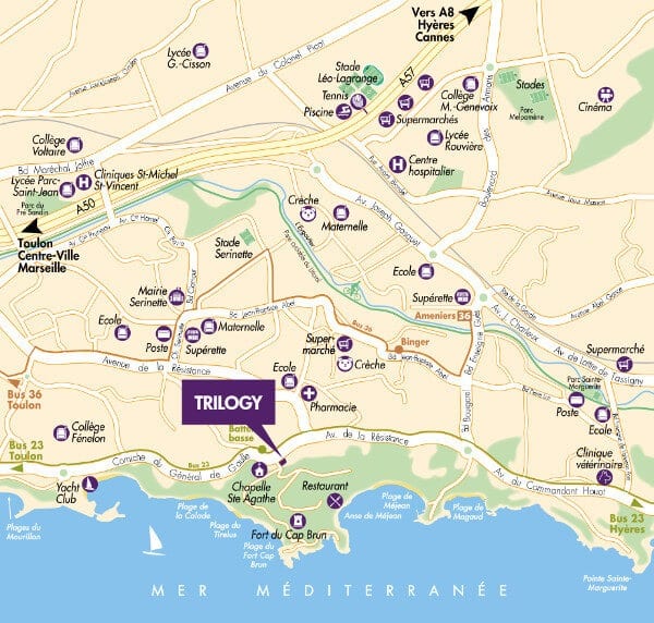 Trilogy Toulon programme immobilier neuf plan de situation