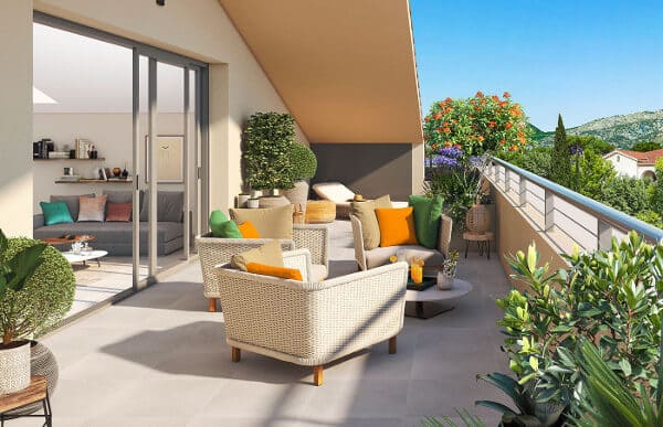 Trilogy Toulon programme immobilier neuf terrasse grande baie coulissante