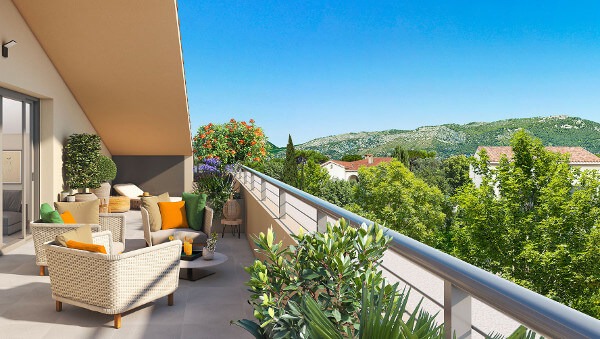 Trilogy Toulon programme immobilier neuf terrasse vue colines