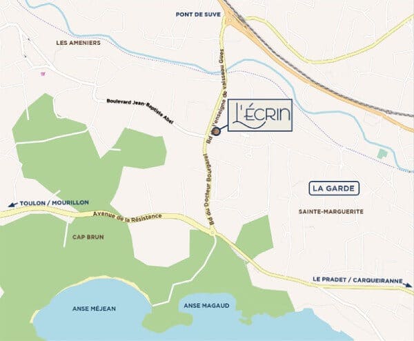 L'Ecrin La Garde Sainte-Marguerite programme immobilier neuf livraison 2021 plages anses Méjean Magaud plan situation