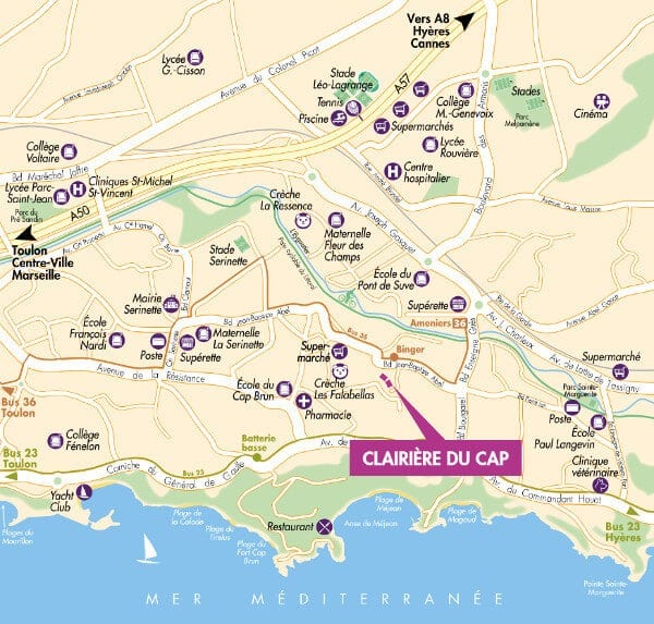 Clairière du Cap Toulon programme immobilier plan situation