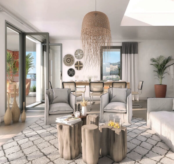 New Majestic Roquebrune-Cap-Martin programme immobilier neuf appartement salle à manger vue mer piscine plage