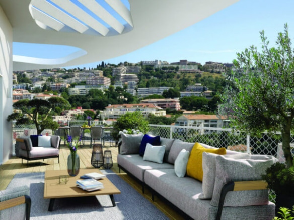 Hana Nice résidence logements neufs pinel ptz terrasse claustra canapé table