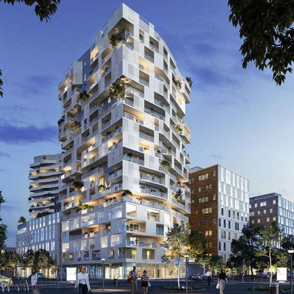 Agora Lille programme immobilier neuf appartements Pinel PTZ terrasses végétalisées nuit