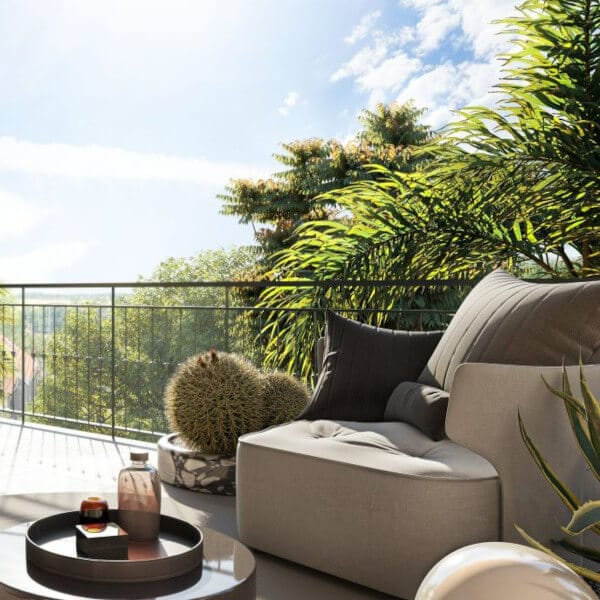 Peaceful Cogolin Résidence appartements neufs Pinel PTZ grand balcon terrasse salon extérieur