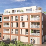 L'ALCOVE LOOS programme immobilier neuf Pinel Plus PTZ RE2020 perspective sud terrasses balcons
