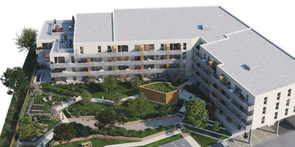 Green Line Villeneuve-d'Ascq résidence appartements éligibles Pinel+ et PTZ perspective jardin