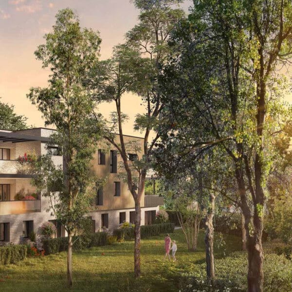 Villa Tilia Croix programme immobilier neuf Pinel PTZ façade arrière paysager arbres