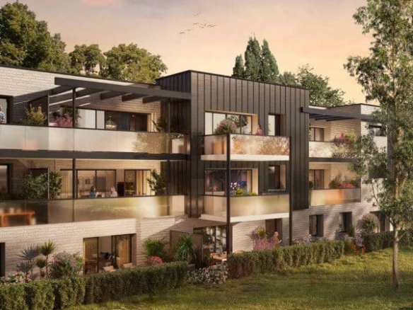 Villa Tilia Croix programme immobilier neuf Pinel PTZ façade arrière pergola bardage