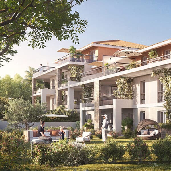 Golfe Juan L'Escale Vallauris programme immobilier neuf appartements pinel ptz façade jardins arbre