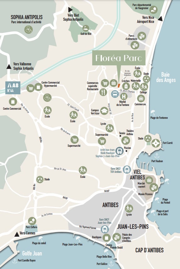 Floréa Parc Antibes résidence logements proche Mer Plage plan situation