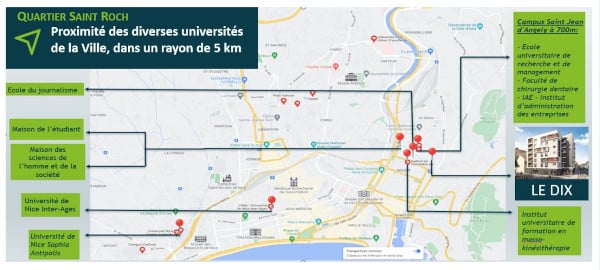 Résidence étudiante le DIX à Nice quartier Riquier campus universités