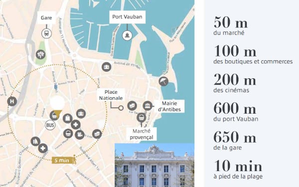 Appartements Grand Hôtel Antibes programme immobilier de rénovation Déficit foncier plan situation