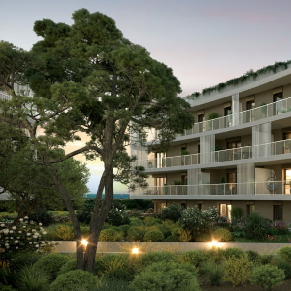 Programme Immobilier Vauban Littoral ANTIBES appartements neufs vue mer façade Est arbre