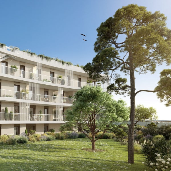 Programme Immobilier Vauban Littoral ANTIBES appartements neufs vue mer façade Sud arbre